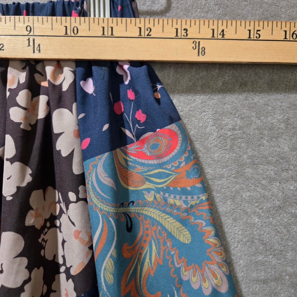Patchwork Maxi Skirt Medium Earthy Floral Forest Fairy Boho 70s Festival Romwe - Picture 5 of 7